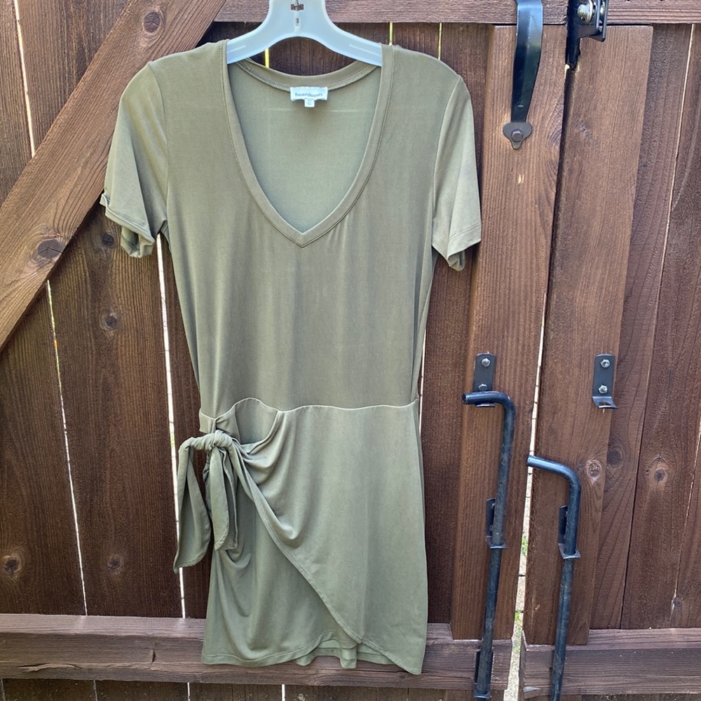Heartloom Olive Green Front Tie Dress